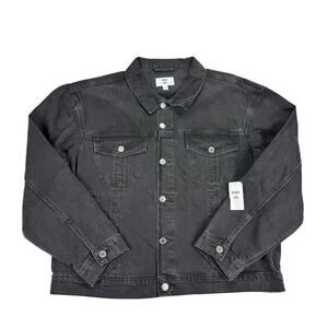 Mode of One Mens Regular Fit Denim Trucker Jacket Black 2XL